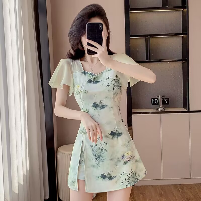 Fly Line - Conjunto de dos piezas Cheongsam de