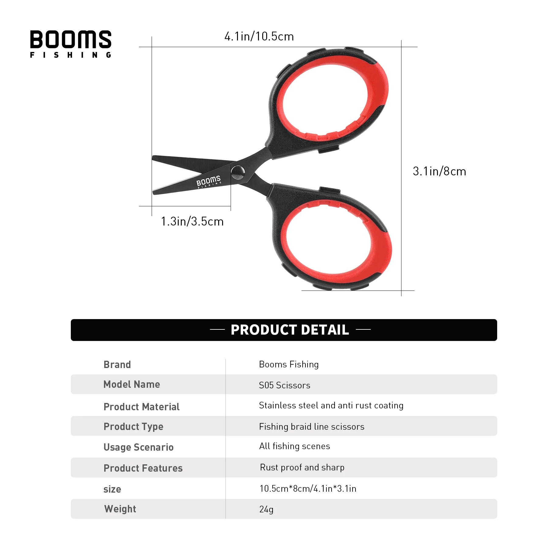 Booms Fishing S05 tijeras de a - Monofilament Line reseña y precio