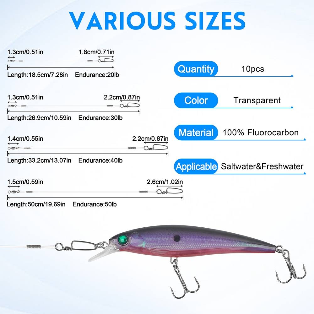 10 Uds. Líderes de pesca de fl - Fluorocarbon Line reseña y precio
